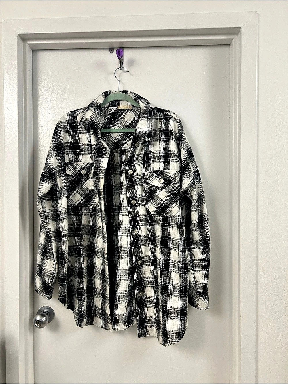 After Women's Black & White Plaid Button Down